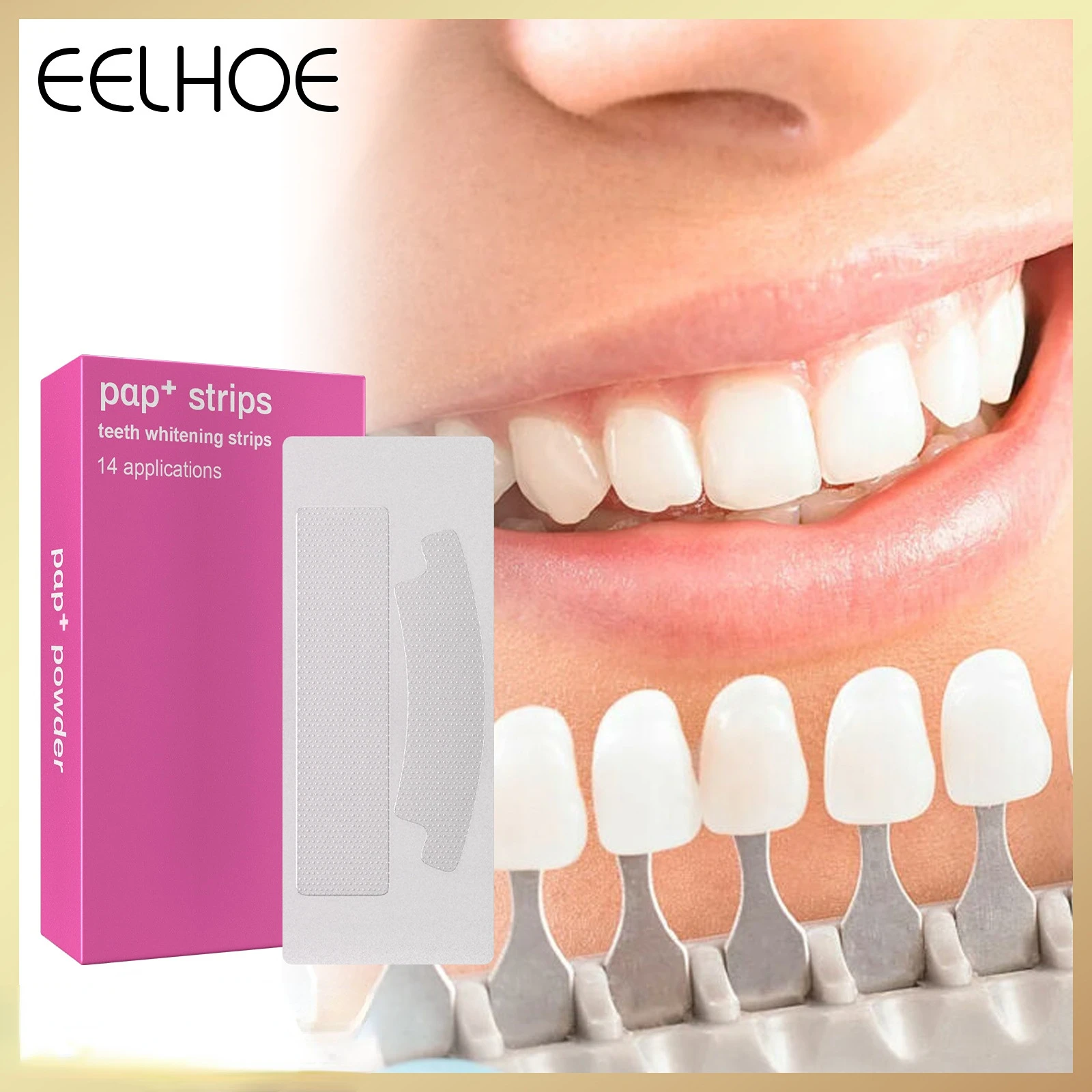 EELHOE 7pcs/box Teeth Whitening Strips Peroxide-Free Teeth Strips Repair Tooth Enamel Stain Removal Sticker Care Free Shipping