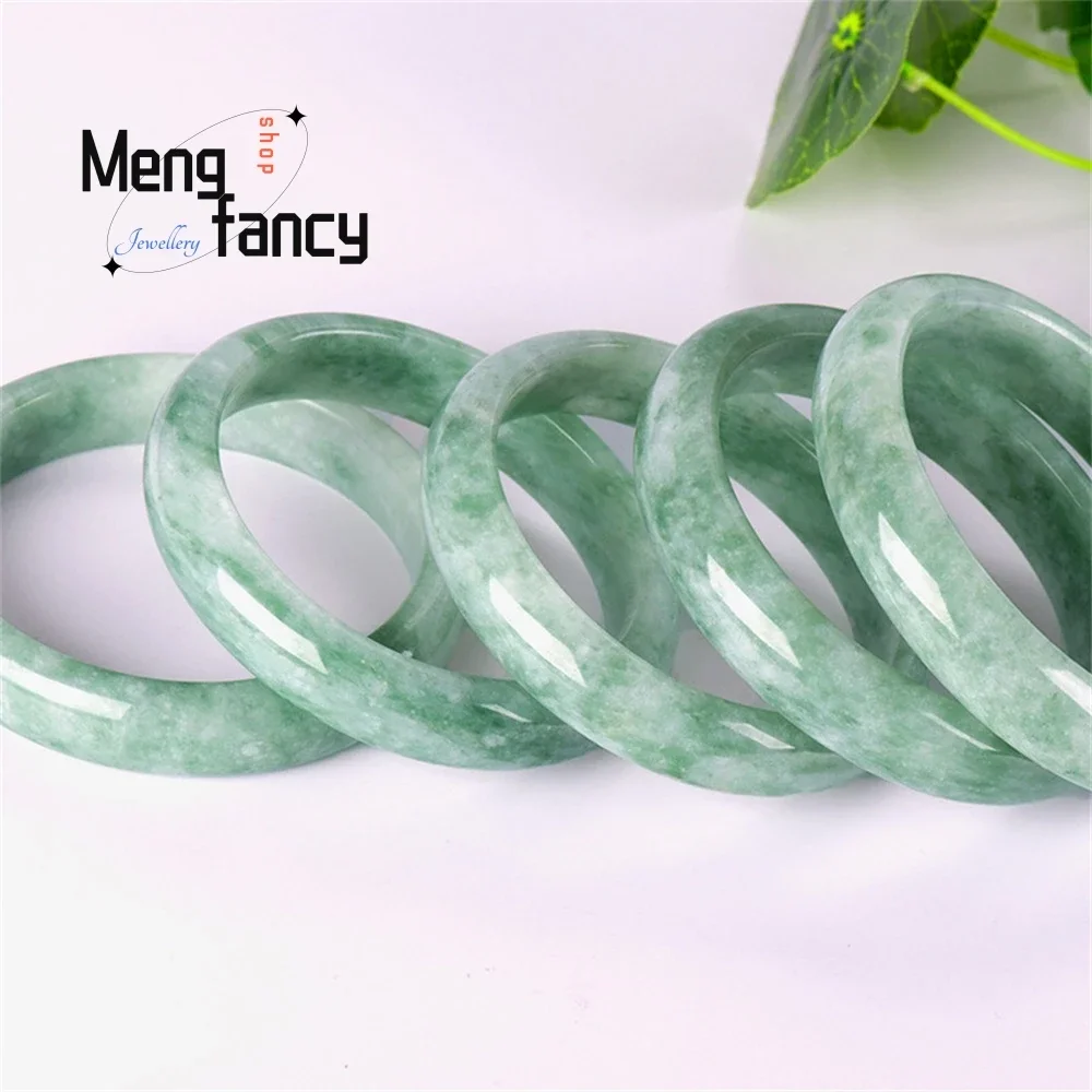 Натуральный жадеит светло-зеленый нефритовый браслет с плавающим цветком