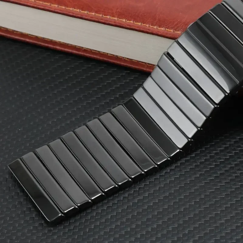 Фото Керамический ремешок для часов, сменный ремешок серии Rado DIAMASTER, черная цепочка для часов, мужские 27 мм 35 мм, складная пряжка, ремешки для часов №2