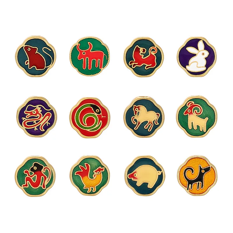12 китайских знаков зодиака эмаль узор подвеска ожерелье браслет вечеринка праздничный подарок вкус