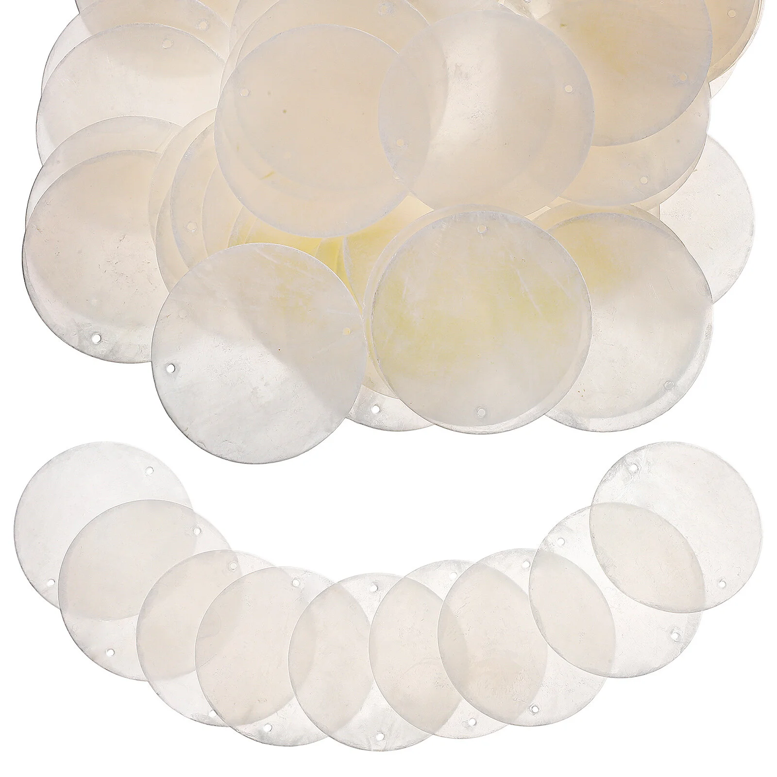 

50 Pcs DIY Shells Wind Chimes Round Hanging Pendants Minidisc Pearl Herls Jewelry Making Crafts Decor