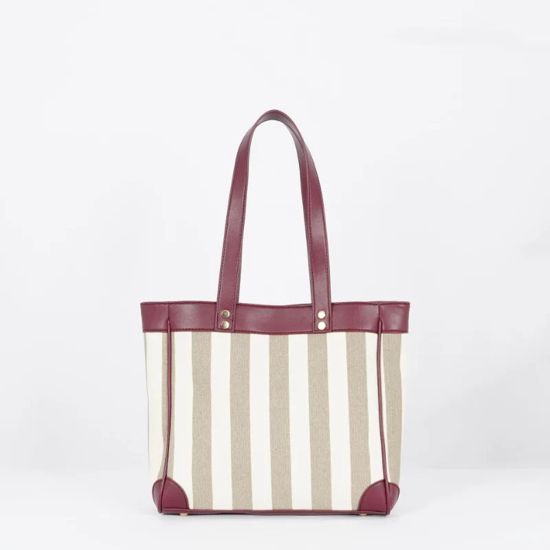

Striped Canvas Bag Women's Summer 2023 New Large-capacity Shoulder Tote Commuter Bags OL Business Handbag For Female Sac A Main
