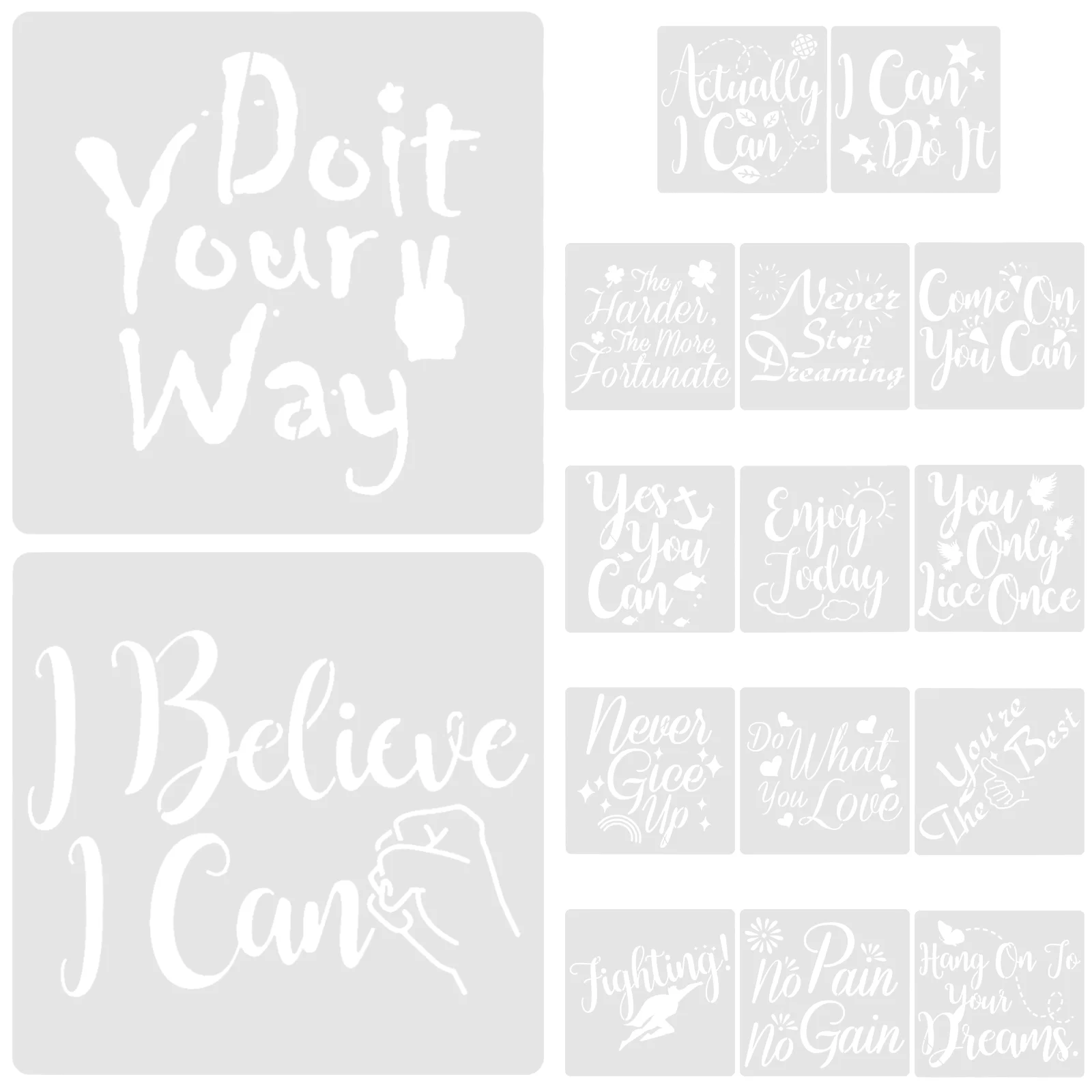 

Stencils Nail s 16pcs Inspirational Word s Motivational s Reusable Drawing Painting Template for DIY Making Scrapbooking Word