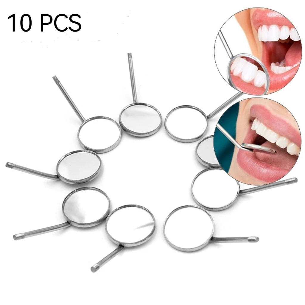 10pcs/set 2.2cm Professional Dental Mouth Mirror Reflector Dentist Equipment Stainless Steel Dental Mirror Oral Care Tool Kit