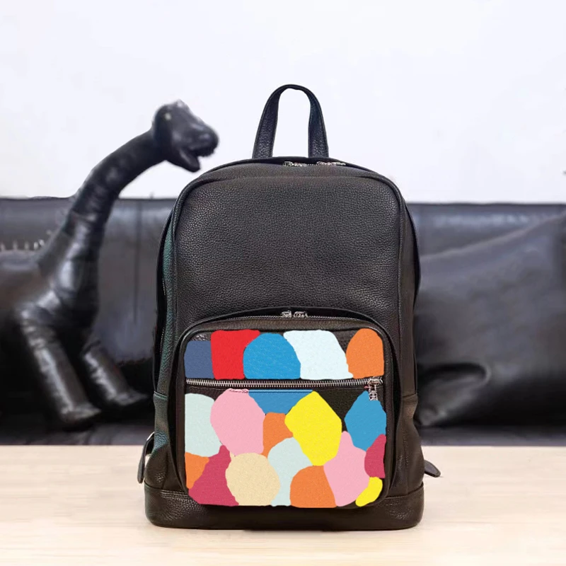 

NIGO Black And White Patterned Leather Backpack Bag #nigo7413