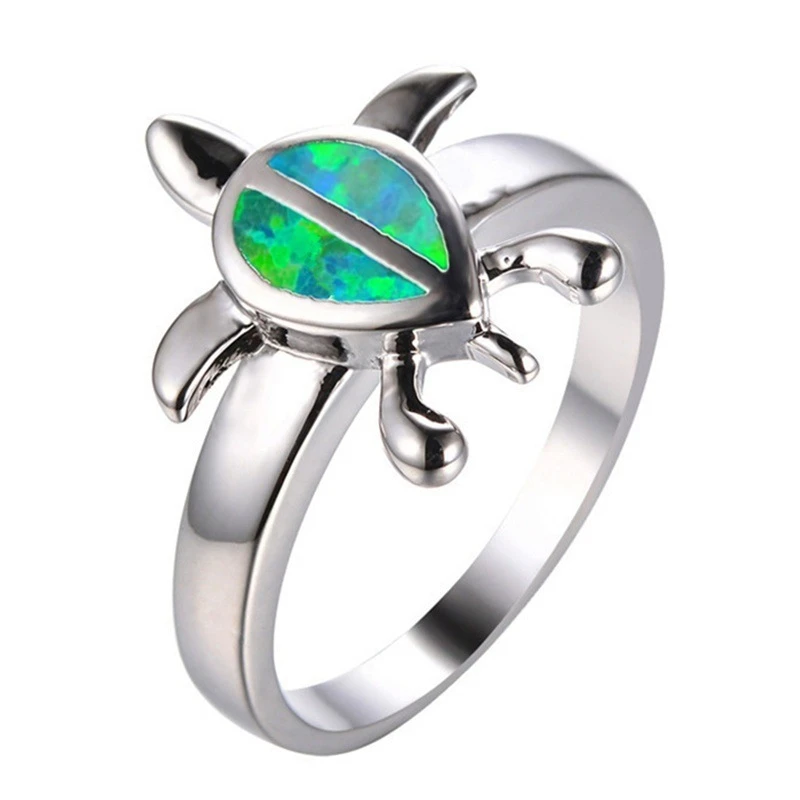 

Rings For Women Fashion White Pink Blue Fire Opal Ring Vintage European Style Gift Stackable Engagement Wedding Jewelry