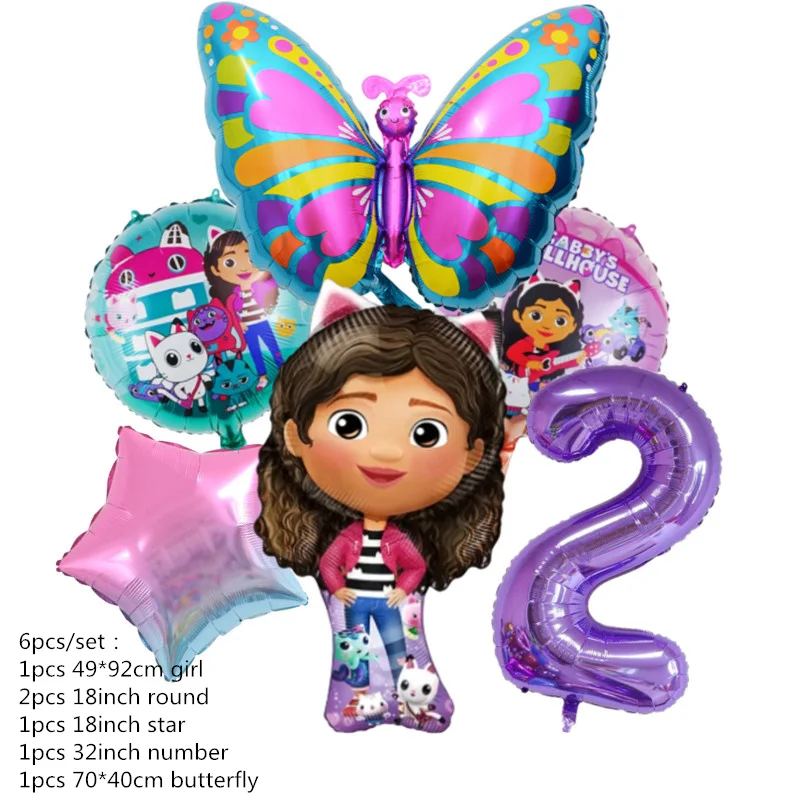 

Кукольный домик Габби, розовый, фиолетовый, воздушный шар с номером 1, 2, 3, 4, 5 ст, украшение для дня рождения для девочек, принадлежности для детского душа, детские игрушки, наборы Globos