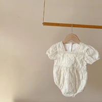 cotton baptism shower infant bodysuit eyelet little girl jumpsuit white baby romper