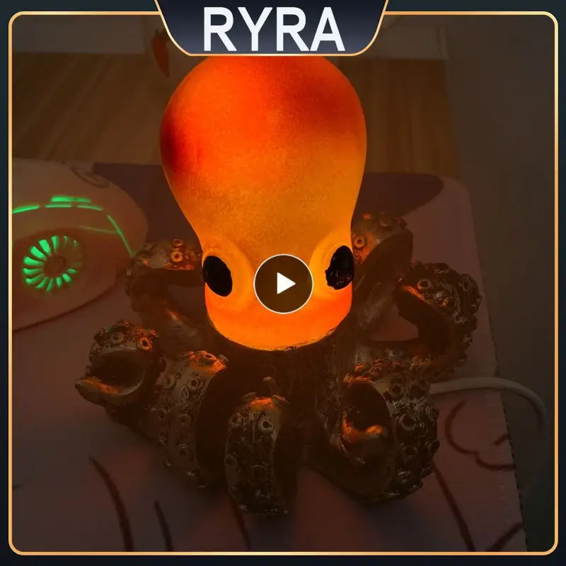 

Resin Statue Octopus Lamp Desktop Decoration Night Light USB Interface Resin Crafts Ornaments Figurines Home Decoration Gift