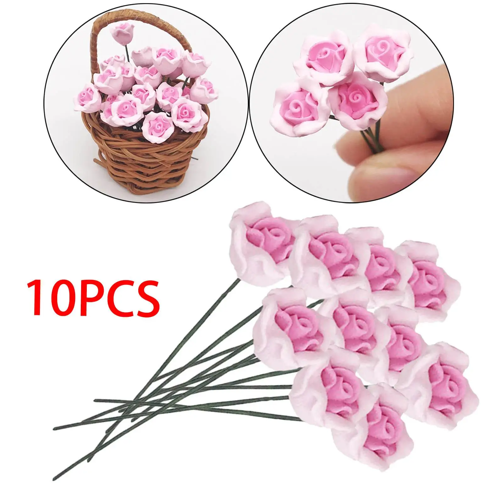 

Букет искусственных роз 10 шт, миниатюрные украшения, цветок для кукольного домика 1:12, кукольный домик