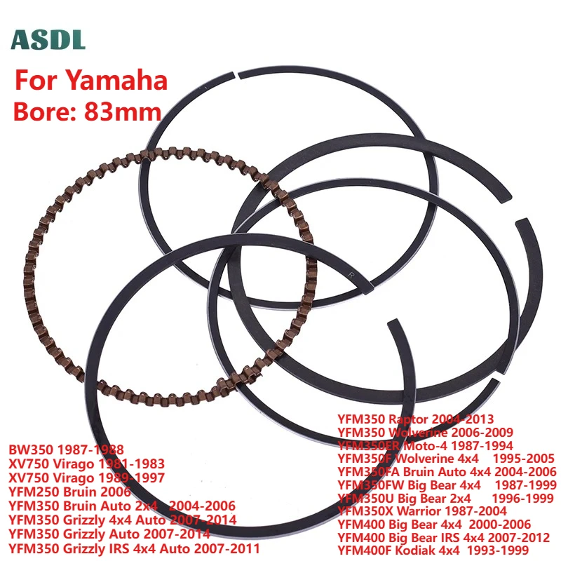 Поршневые кольца двигателя мотоцикла 83 мм для Yamaha BW350 87-88 XV750 Virago YFM250 YFM350 Grizzly YFM400 Big Bear YFM 350 YFM 400