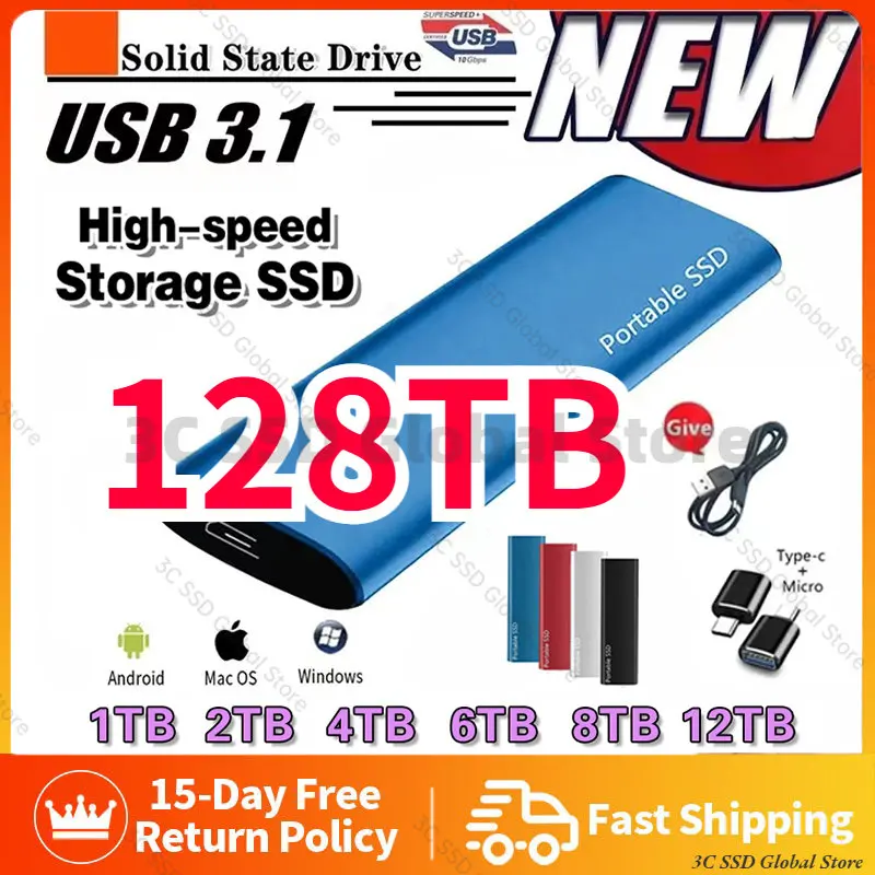 

Portable 16TB External SSD Hard Drive SSD SSD 64TB 2TB 4TB 8TB Type C USB 3.1 SSD Hard Disk Usb Flash Drive жесткий диск hdd