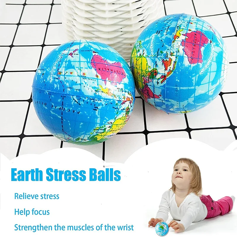 Mini Stress Globe Squeeze Balls Globe Bouncy Ball Earth Squishy Ball,Sensory Stress Anxiety Relief Toy Mini Foam Globe Squeeze enlarge