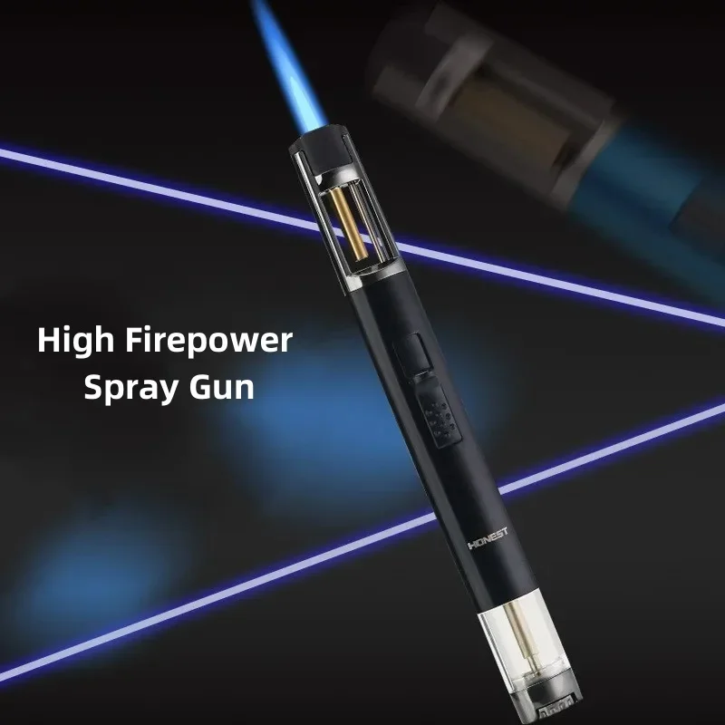 HONEST Металлическая ручка Стиль Прямой спрей Синий пламя Бутан Газовая зажигалка