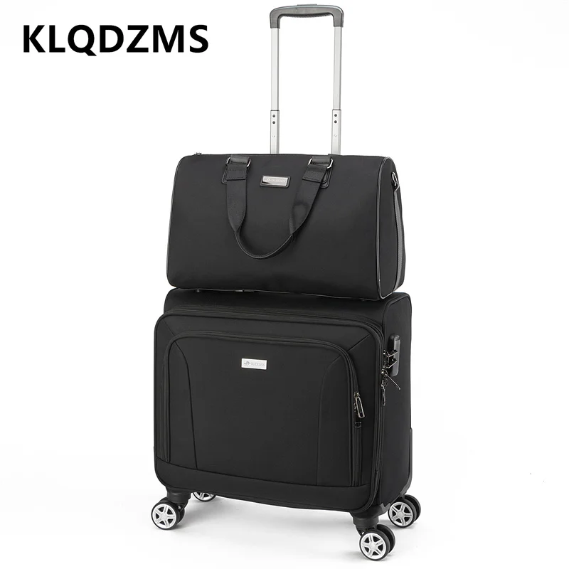 

KLQDZMS 16"Inch High-quality Men and Women Fashion Business Trolley Suitcase Boarding Luggage Oxford Rolling Handbag