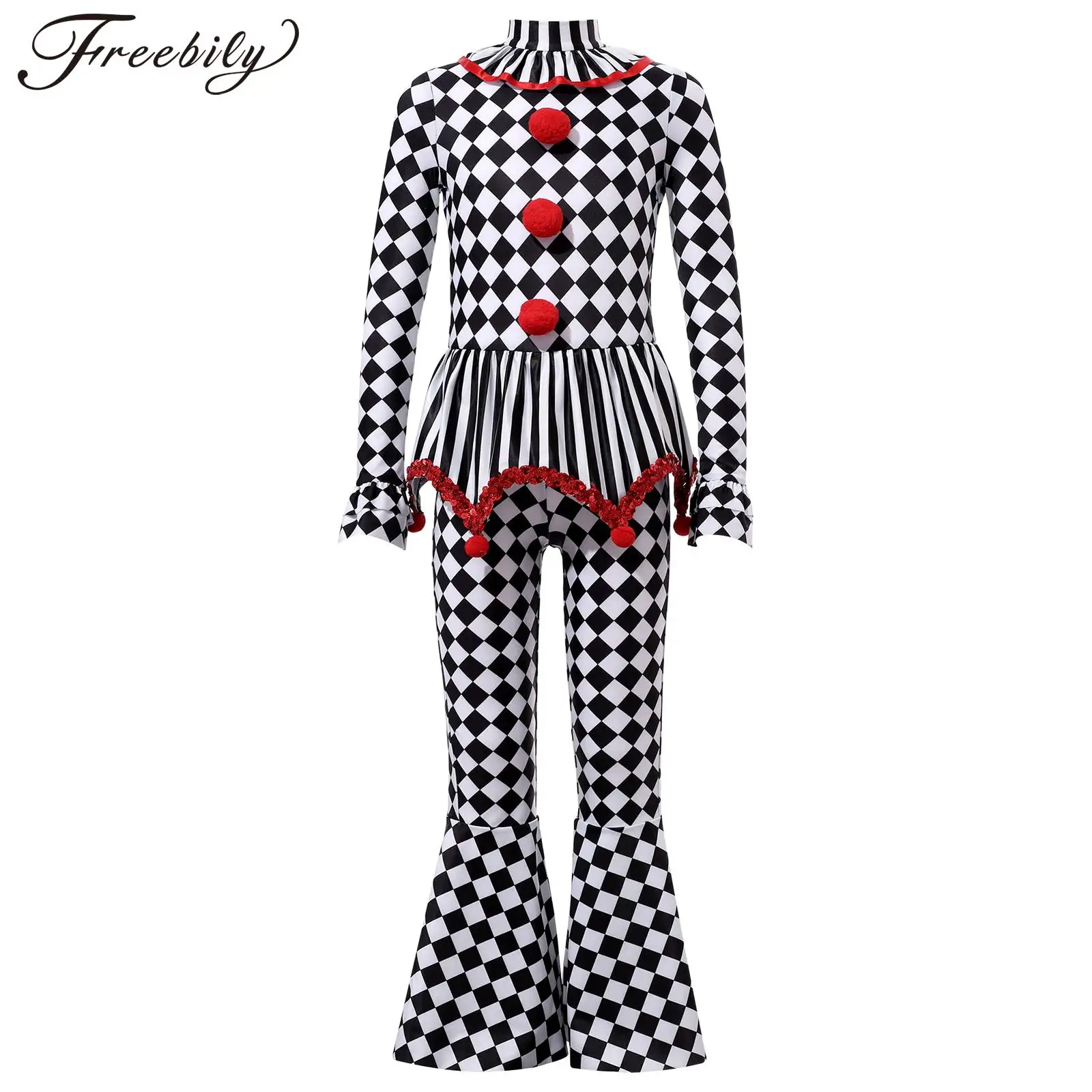 Детский женский комбинезон на молнии с длинным рукавом и шахматным принтом