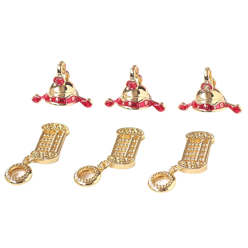 

2pcs Copper plated real gold Baroque God of wealth hat gold abacus DIY hand made jewelry pearl plug-in accessories materials