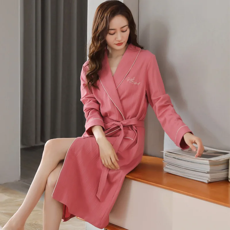 

Платье женское длинное тонкое с длинным рукавом, ночная рубашка из хлопка в японском стиле, юката, халат для дома, весна-осень