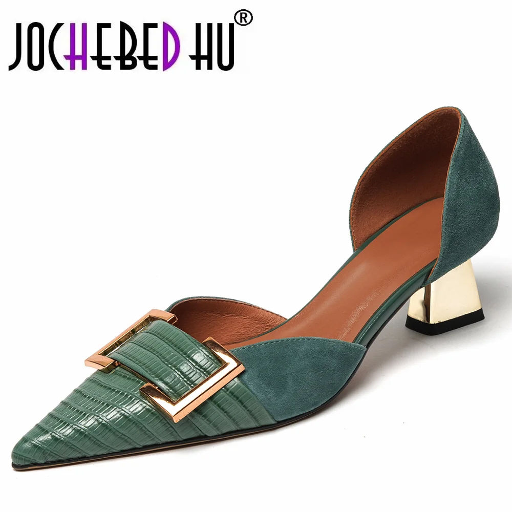 

【JOCHEBED HU】2022 New Fashion Women's Shoes Luxury Brand Design Shoes Hot Sell Genuine Leather Popular Ladies Hollow High Heels