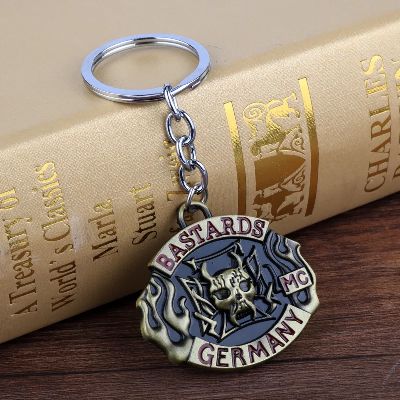 

HEYu Punk Vintage Emblem Pendant Keychain for Men Fashion Motorcycle Club Badge Key Ring Car Backpack Key Holder Accessories