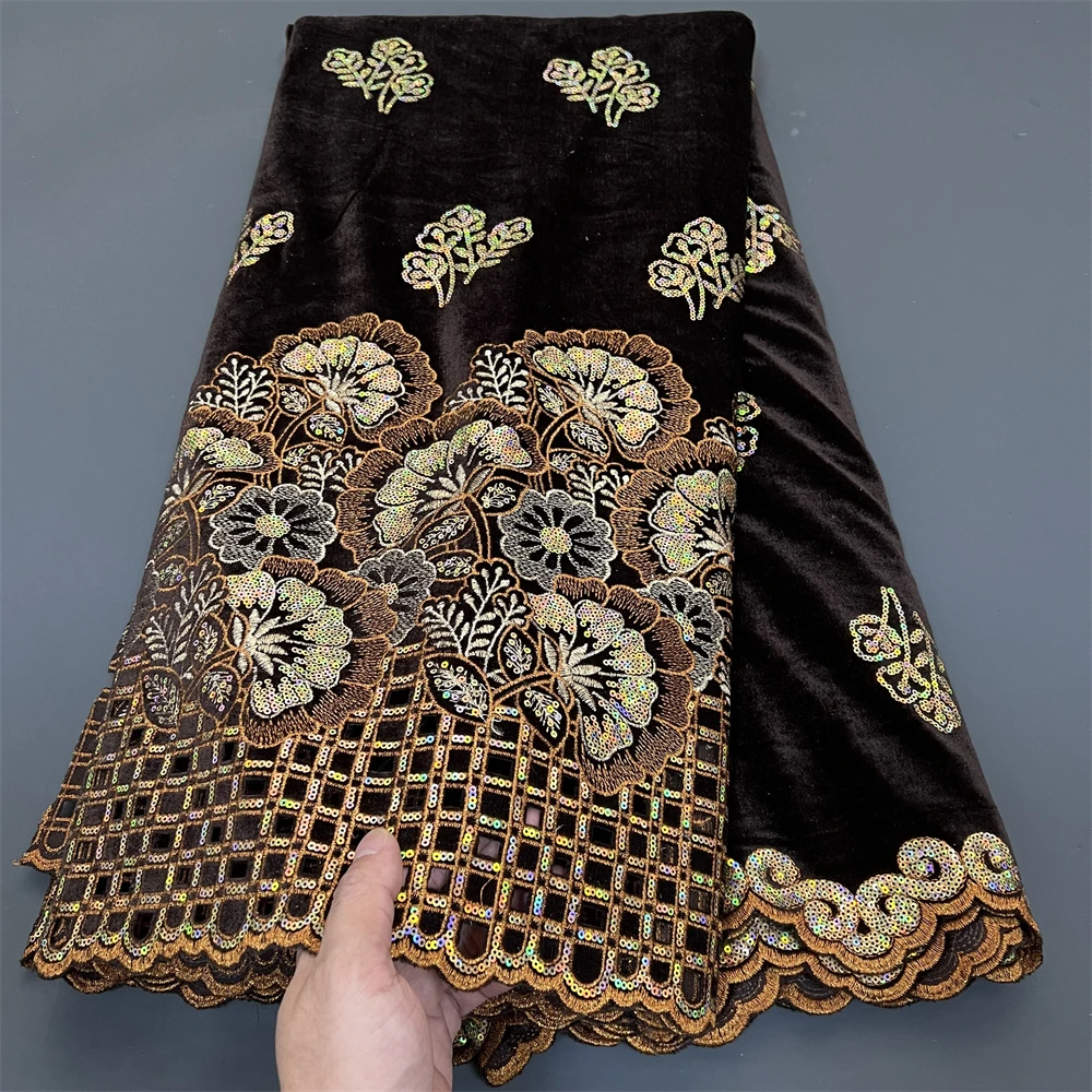 Африканская нигерийская бархатная кружевная ткань блестки бисер гипюр для шитья