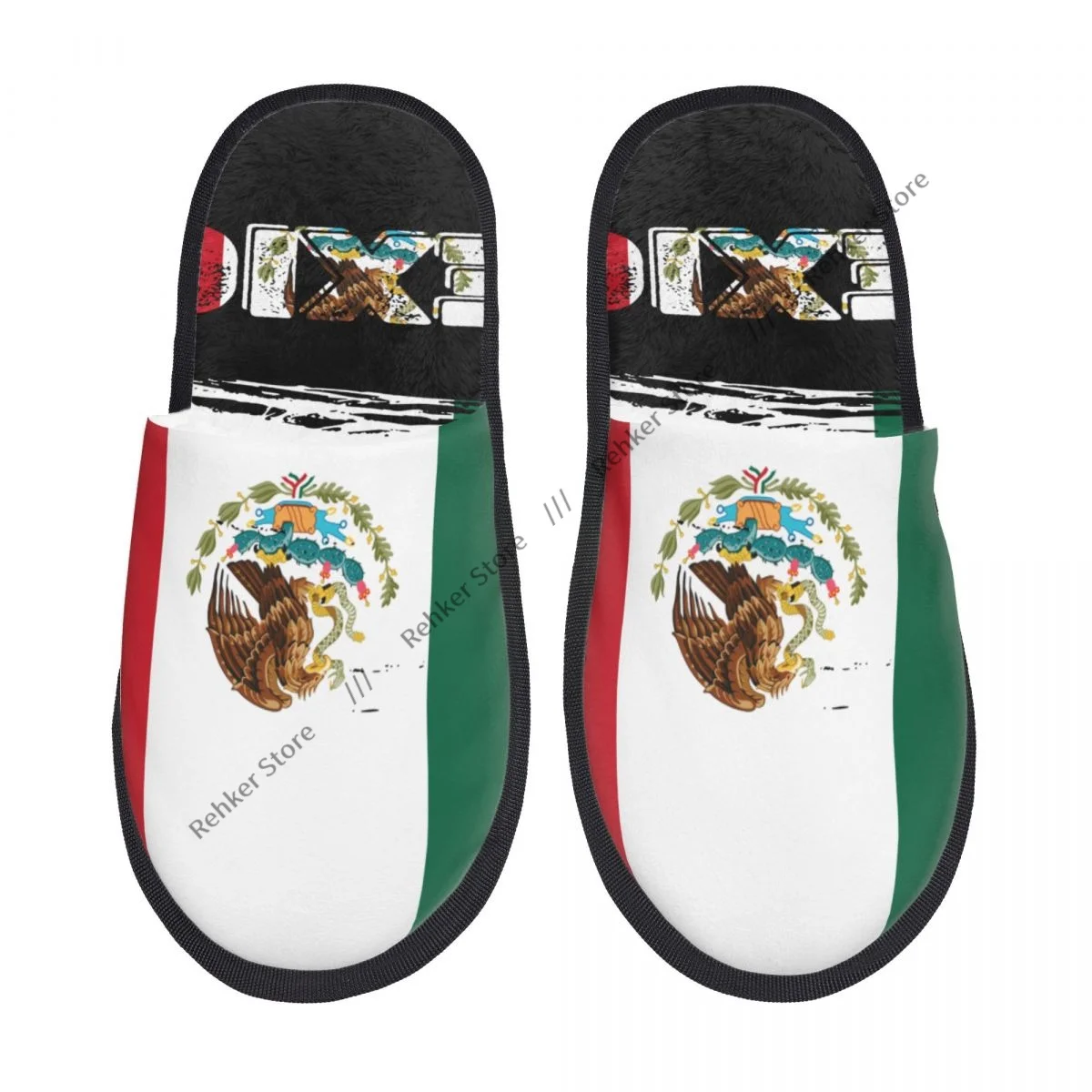 Мягкие тапочки винтажные мексиканские Michoacan с мексиканским флагом Нескользящие