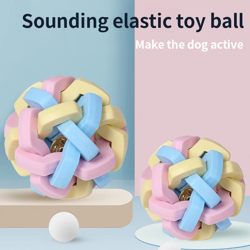 Dog Toy Cat Toy Three Color Hollow Sounding Ball Molar Bite Resistant Macarone Woven Ball Safety Material Dog Pet Supplies