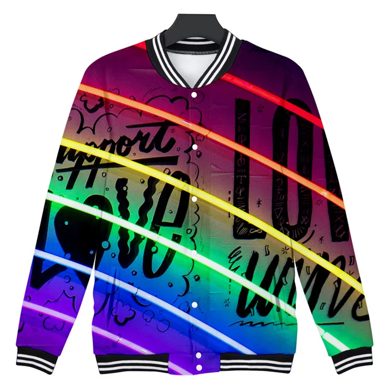 ЛГБТ бейсбольная куртка Униформа пальто Радужный Флаг для лесбиянок теплая