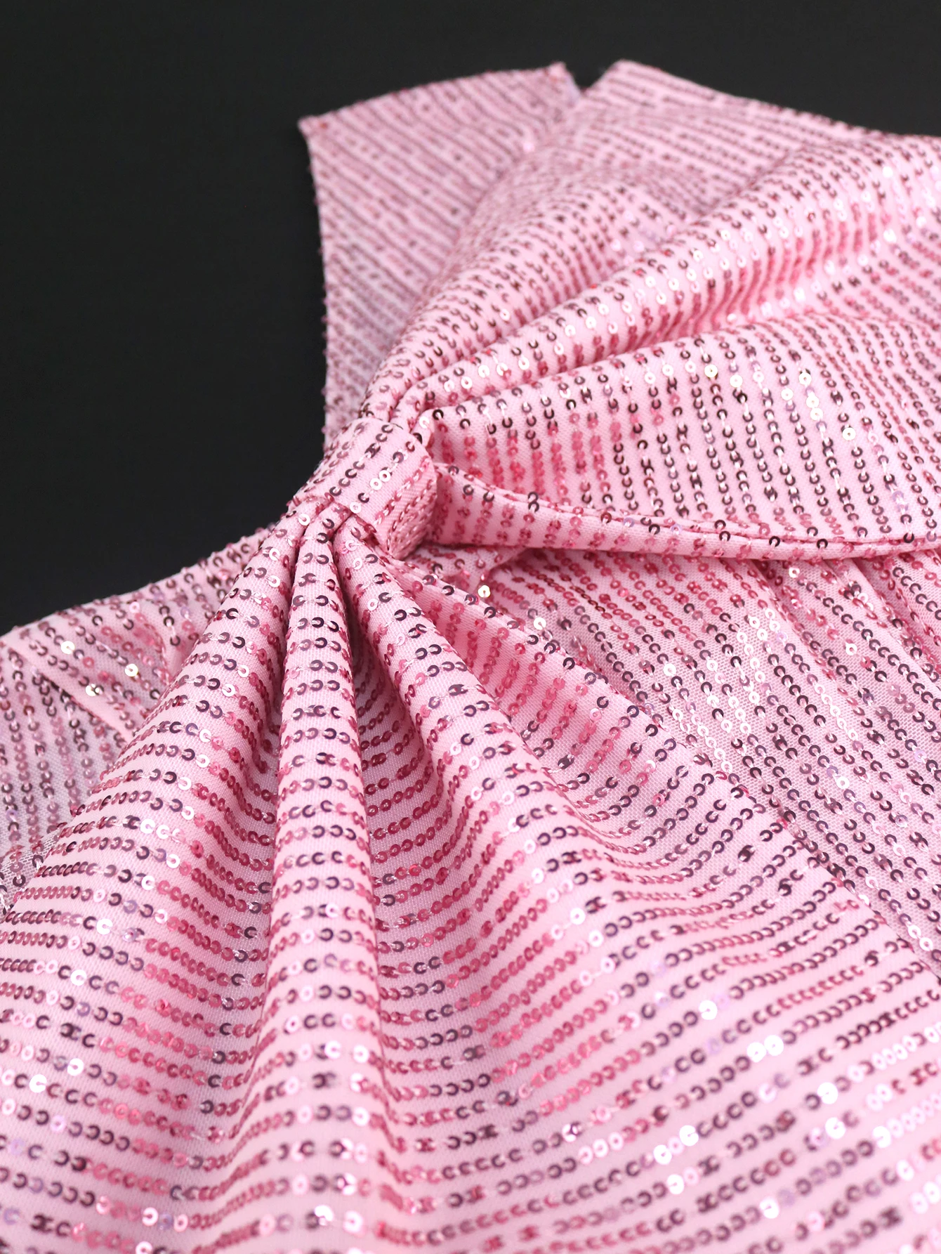 Women's Pink Party Long Dresses Sequins Cold Shoulder Bowtie Robe for Evening Birthday Wedding Guest Quinceanera Gowns Plus Size