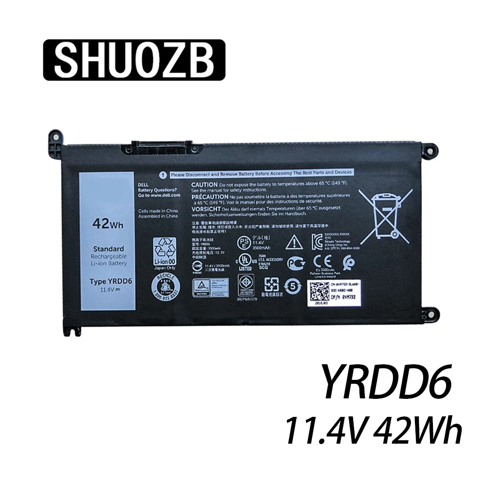 Новый аккумулятор YRDD6 для Dell Inspiron 5482 5480 5481 5485 5491 5591 5593 3583 3310 2 в 1 3493 3582 3593 3793 5584 5493 VM732