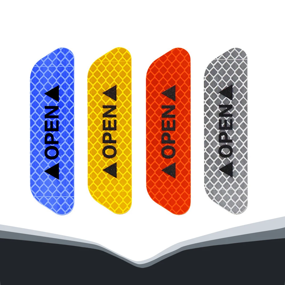 

4pcs Hot Sale Personality Car Stickers Body Reflective Safety Stickers Reflective Safety Warning Conspicuity Tape Film Sticker