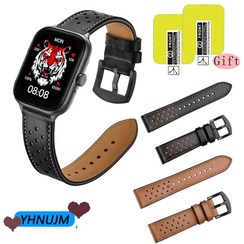 

Genuine Leather Strap For IMIKI ST1 Smart Watch Band Replace Belts For IMIKI ST1 SmartWatch Screen Protector Film