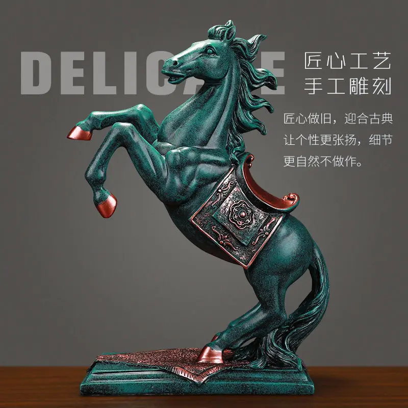 

Creative Home Furnishing European Horse Decoration Living Room Decoration Wine Cabinet Entrance Desk Office Lucky Crafts