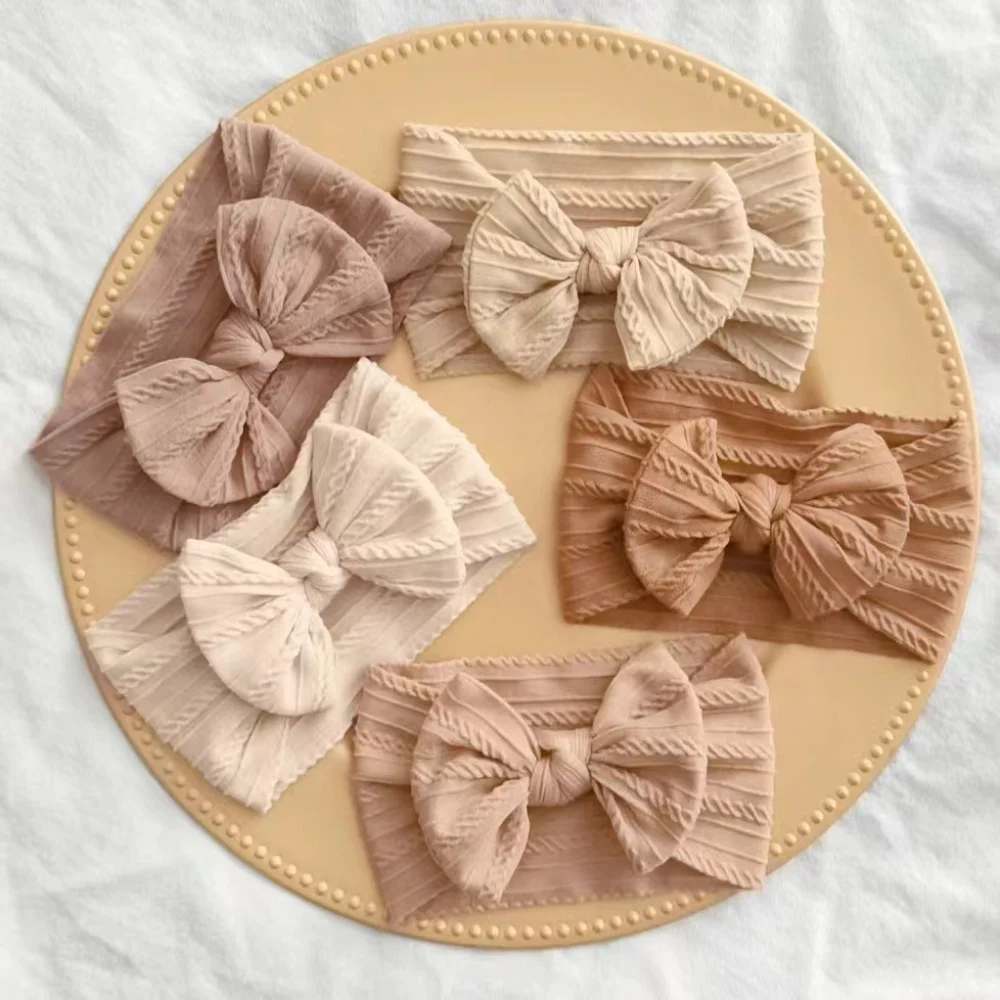 

Lovely Newborn Baby Headband For Girls Elastic Knit Children Turban Baby Bows Soft Nylon Kids Headwear Hair Accessories Hot Sale