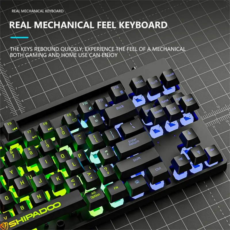 

Mechanical Feel 87key Keyboard Usb Game Keyboard 87 Keys Ergonomic Mini Pc Accessories Luminous Kyboard Universal Universal