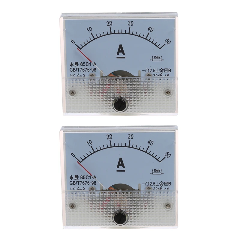 

2X 85C1 DC 0-50A Rectangle Analog Panel Ammeter Gauge