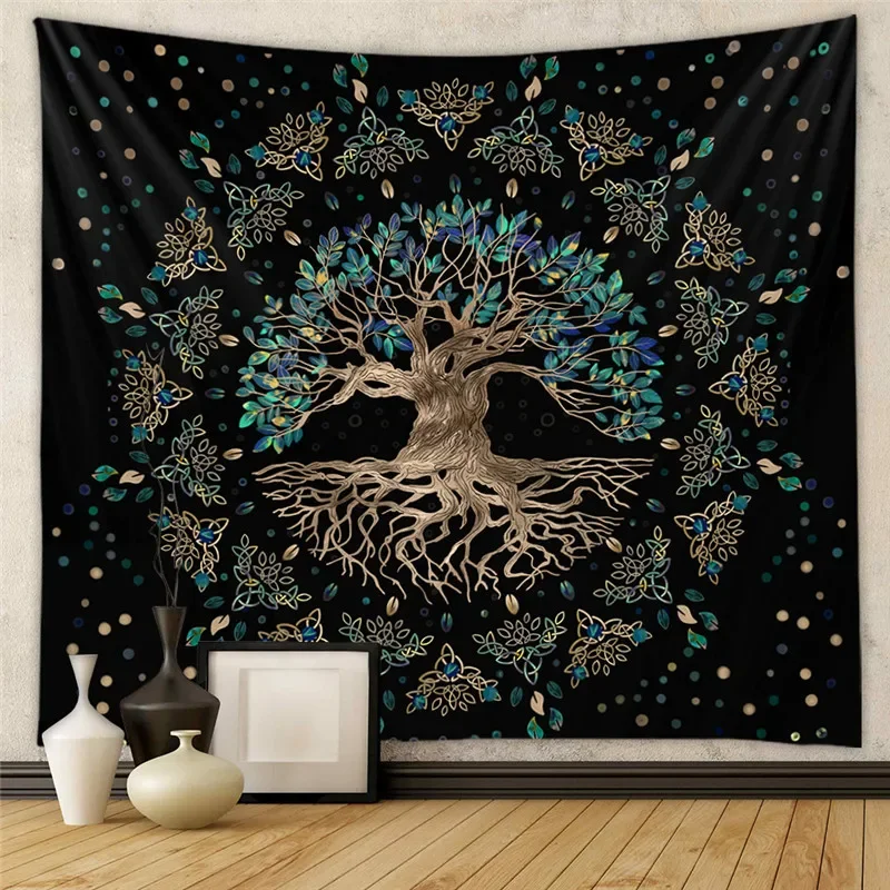 Tarot Brand Mysterious Tree of Life Mushroom Forest Sun and Moon Decoration Tapestry Bohemian Home Dorm Dream