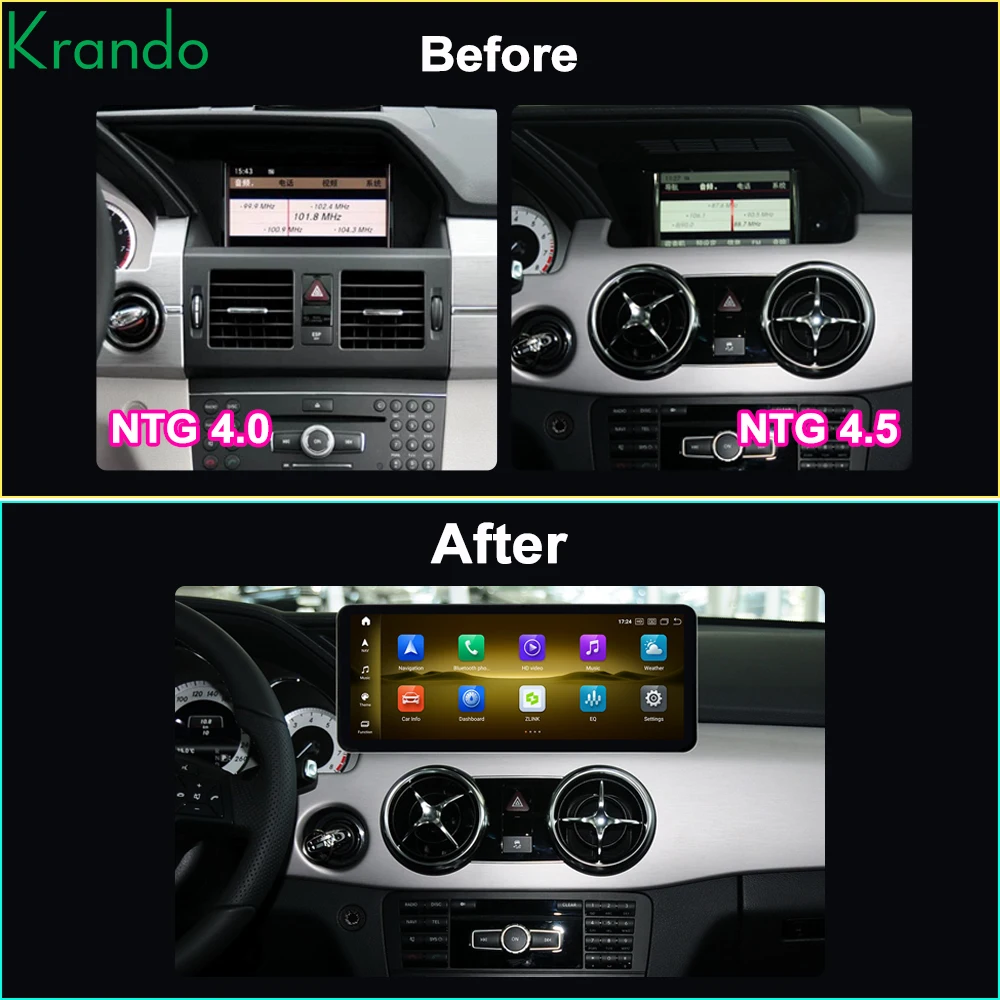 Фото Интерфейсный блок Krando 14.6” Android Auto CarPlay для Mercedes-Benz GLK X204 2008-2014, система обновления декодера №4