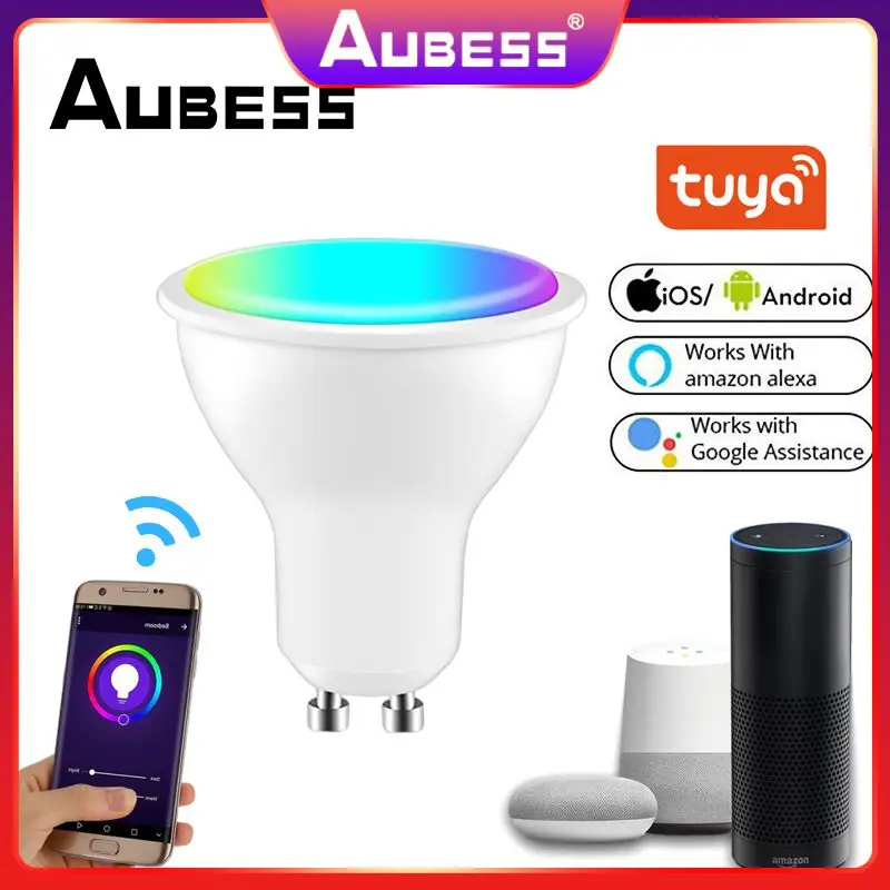 

Diy Rgb Led Light Tuya Wifi Smart Spotlight Timer Adjustable Brightness Gu10 Light Bulb Voice For Alexa Google Home Dimmable 4w