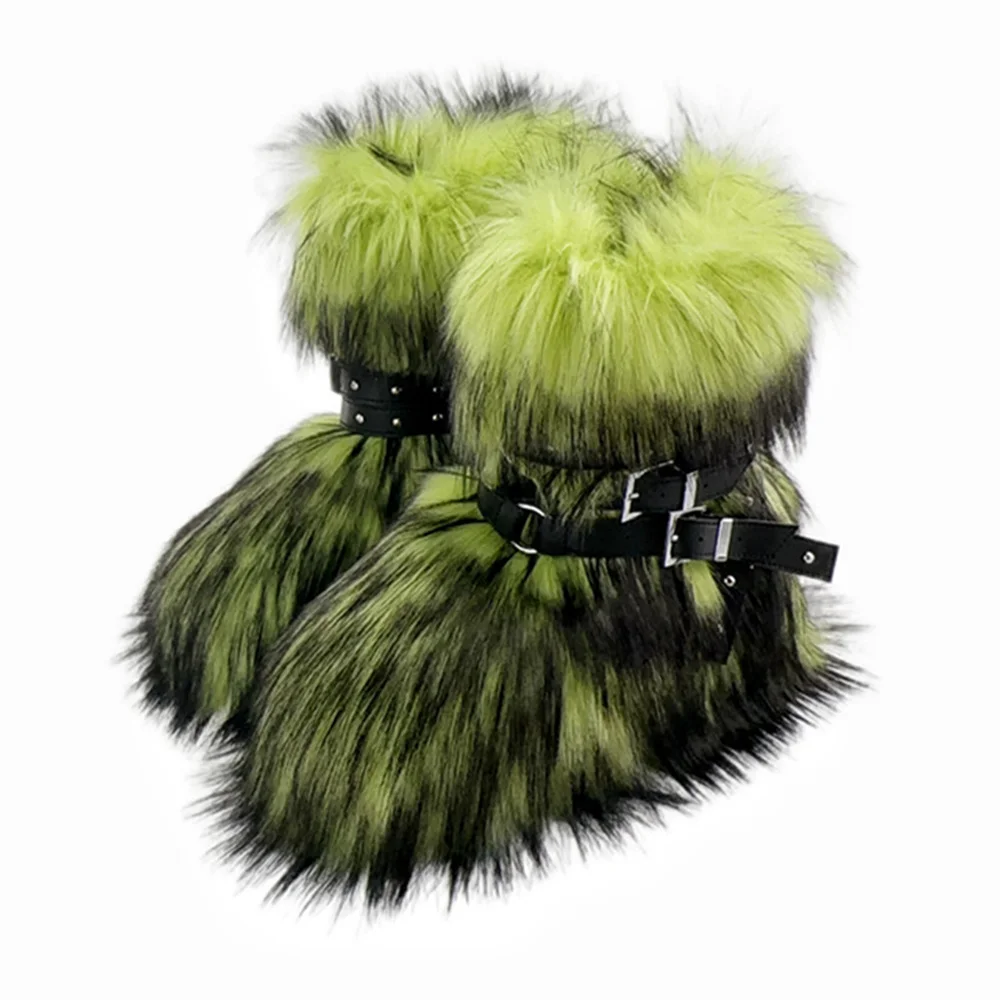 2024 зимние ботинки Sonw для улицы на платформе y2k из волос в стиле панк с шипами