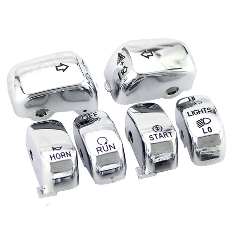 

Motorcycle Chrome Black Hand Control Switch Caps Button Covers Kit for Harley VRSC XL XR Softail Dyna FLHR FLHRC Models