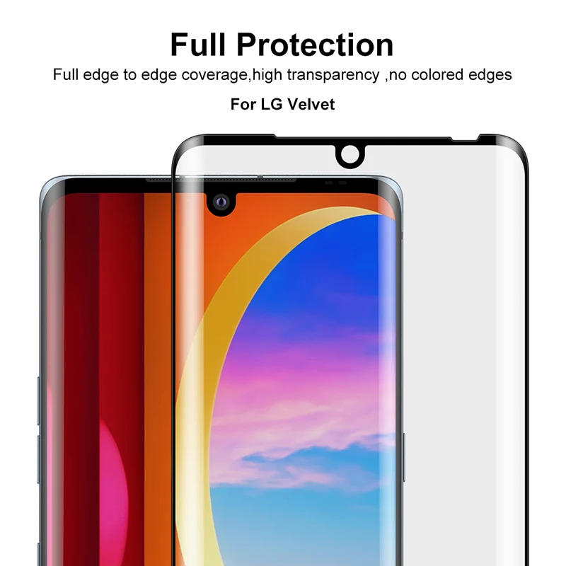 2/4PCS Curved Full Cover Tempered Glass For LG Velvet 5G LG G9 LG Wing LM-G900N LM-G900EM Screen Protector Protective Glass