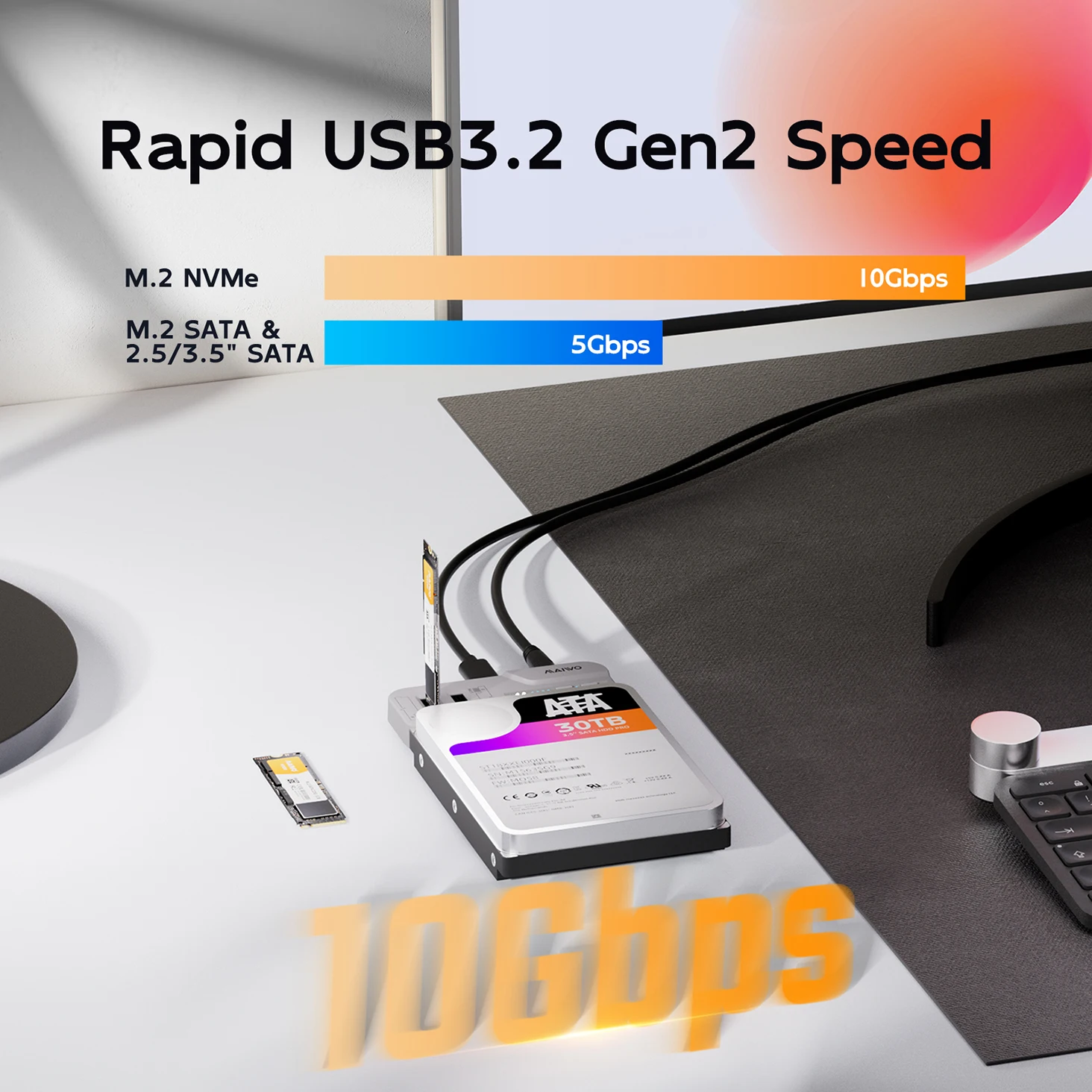 Фото Корпус MAIWO 3 Bay M.2 NVMe/SATA SSD для 2,5 
