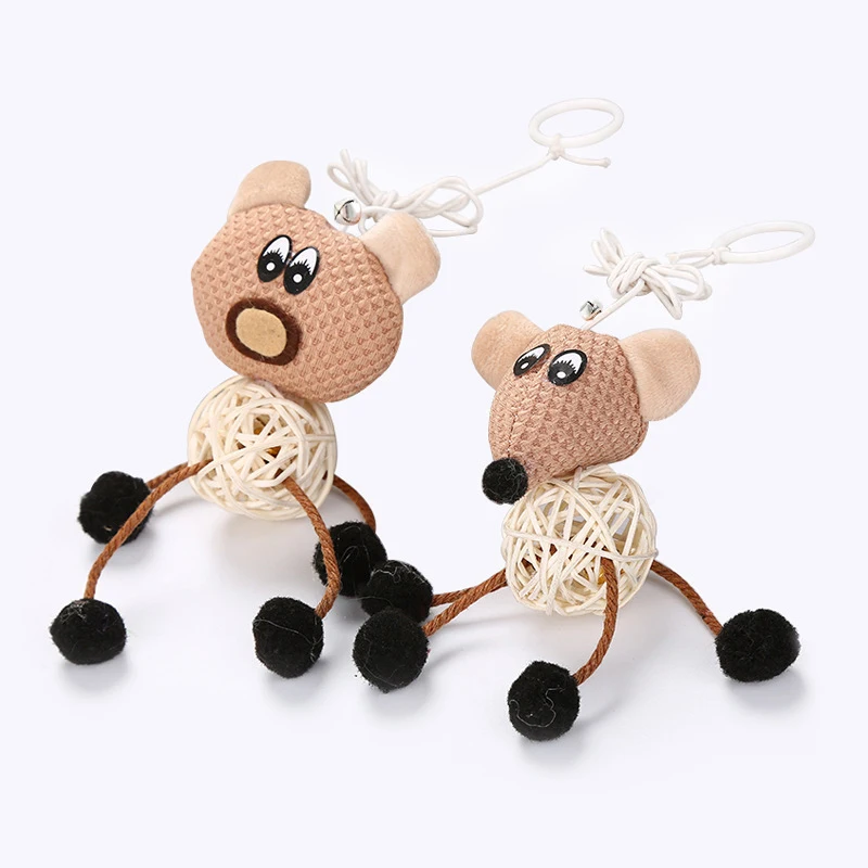 

Cat Hanging Ring Rattan Ball Toy Cartoon Bear Mouse Plush Cat Interactive Toy Pet Accessories