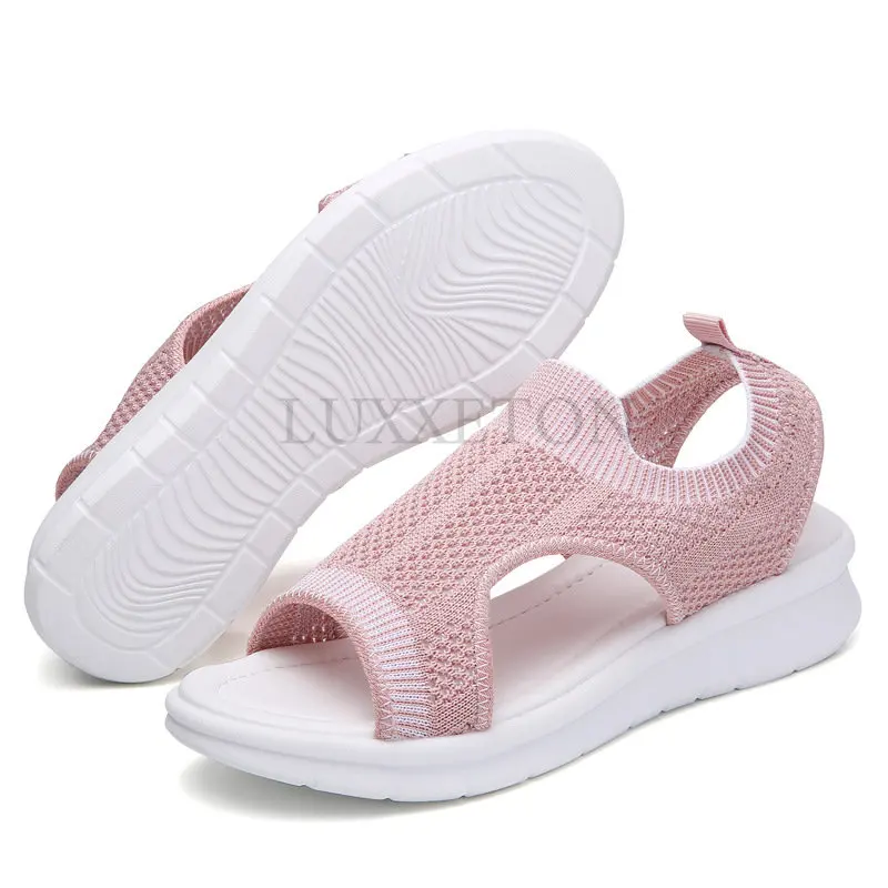 Wild Elastic Belt Sports Sandals Summer New Women's Shoes Women's Thick Bottom Fish Mouth Mesh Sandals Drop Shipping