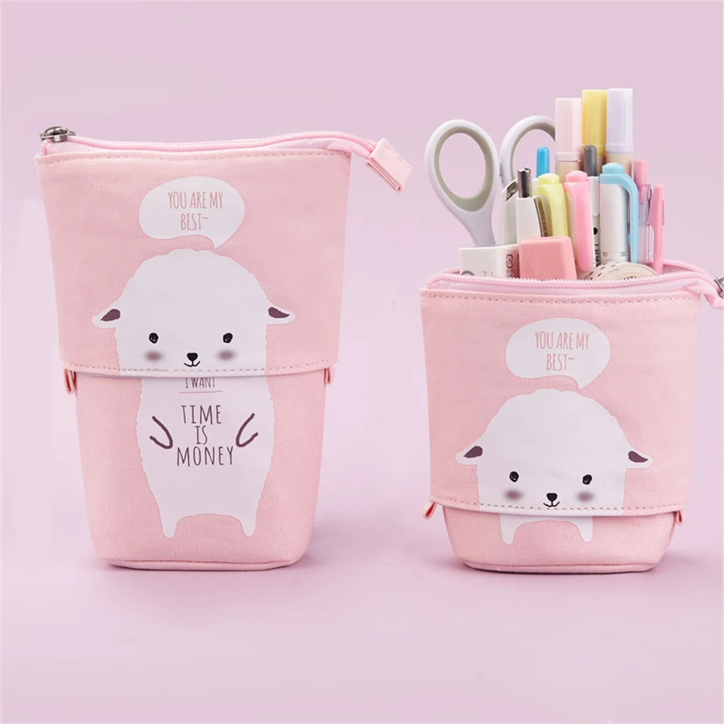 

Ручка сумка большой емкости многофункциональный выдвижной чехол карандаш мультфильм холст канцелярские принадлежности Органайзер подаро...