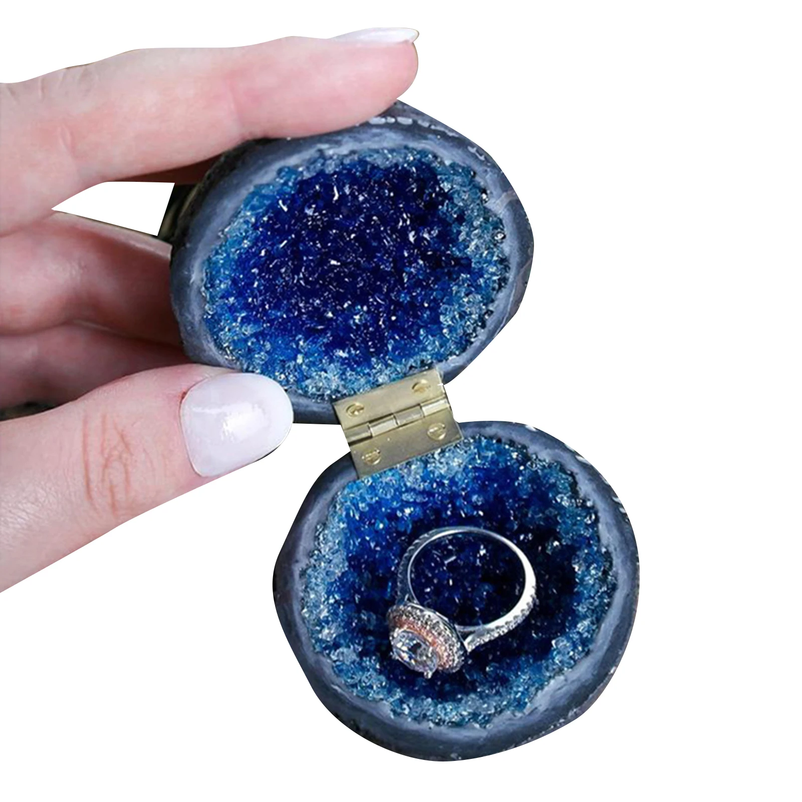 2022 Birthday Gifts Novelty Proposal Ring Box Resin Imitation Crystal Round Jewelry Box Personality Ornament Anniversary Gift