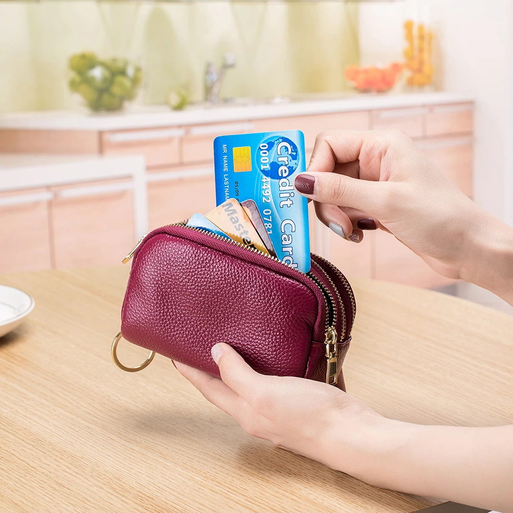 Head layer cowhide mini zero wallet cute ms han edition multi-functional leather coin bags zero purse key chain