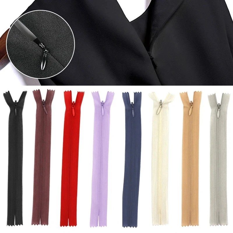 

10pcs 18-60cm Invisible Zippers DIY Nylon Coil Zipper Tailor Sewing Clothes Cushion Crafts Handcraft Sewing Cloth Accessories
