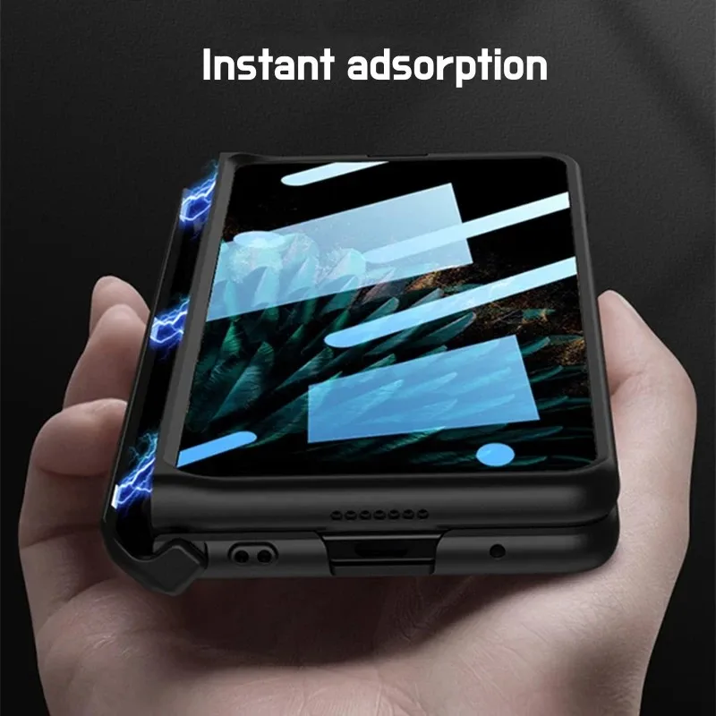 Phone Case For OPPO Find N2 5G Magnetic Hinge Plastic Bracket Housing Shockproof With Outer Screen Protective Film Cover Luxury